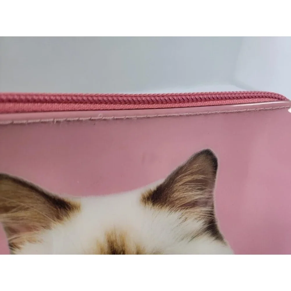 Catseye London Pink Siamese Cat Makeup Bag Zippered Cosmetic Pouch